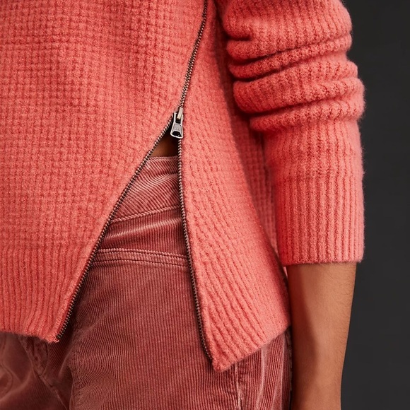 Anthropologie Pilcro Side-zip Sweater Hoodie In Pink Size Small - Picture 4 of 10